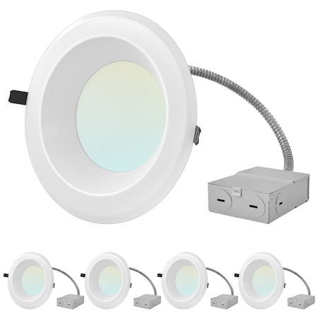 8 Inch Commercial LED Recessed Downlight 4 CCT Selectable 25/29/33W 2400/2700/3000LM Dimmable 4-Pack